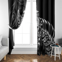 New Zealand Lawn Bowls Window Curtain Black Maori Warrior Tribal Silver Fern - Polynesian Pride