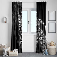 New Zealand Lawn Bowls Window Curtain Black Maori Warrior Tribal Silver Fern - Polynesian Pride