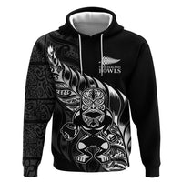 New Zealand Lawn Bowls Custom Zip Hoodie Black Maori Warrior Tribal Silver Fern - Polynesian Pride
