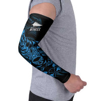 New Zealand Lawn Bowls Custom Arm Sleeves Blue Maori Warrior Tribal Silver Fern - Polynesian Pride