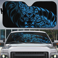 New Zealand Lawn Bowls Auto Sun Shade Blue Maori Warrior Tribal Silver Fern - Polynesian Pride
