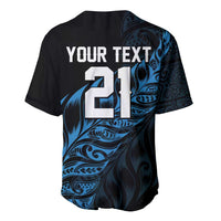 New Zealand Lawn Bowls Custom Baseball Jersey Blue Maori Warrior Tribal Silver Fern - Polynesian Pride