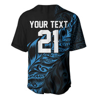 New Zealand Lawn Bowls Custom Baseball Jersey Blue Maori Warrior Tribal Silver Fern LT9 - Polynesian Pride