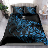 New Zealand Lawn Bowls Bedding Set Blue Maori Warrior Tribal Silver Fern - Polynesian Pride
