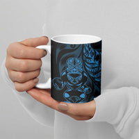 New Zealand Lawn Bowls Custom Ceramic Mug Blue Maori Warrior Tribal Silver Fern - Polynesian Pride