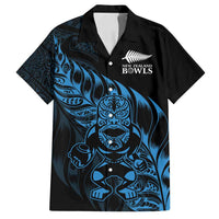 New Zealand Lawn Bowls Custom Family Matching Long Sleeve Bodycon Dress and Hawaiian Shirt Blue Maori Warrior Tribal Silver Fern - Polynesian Pride