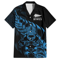 New Zealand Lawn Bowls Custom Family Matching Short Sleeve Bodycon Dress and Hawaiian Shirt Blue Maori Warrior Tribal Silver Fern - Polynesian Pride