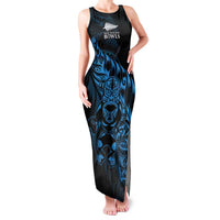 New Zealand Lawn Bowls Custom Family Matching Tank Maxi Dress and Hawaiian Shirt Blue Maori Warrior Tribal Silver Fern - Polynesian Pride