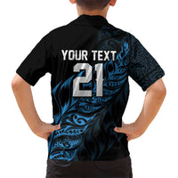 New Zealand Lawn Bowls Custom Kid Hawaiian Shirt Blue Maori Warrior Tribal Silver Fern - Polynesian Pride