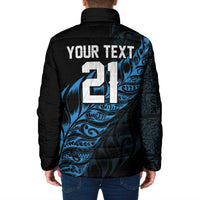 New Zealand Lawn Bowls Custom Padded Jacket Blue Maori Warrior Tribal Silver Fern - Polynesian Pride