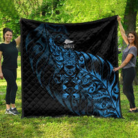New Zealand Lawn Bowls Quilt Blue Maori Warrior Tribal Silver Fern - Polynesian Pride