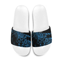 New Zealand Lawn Bowls Slide Sandals Blue Maori Warrior Tribal Silver Fern - Polynesian Pride