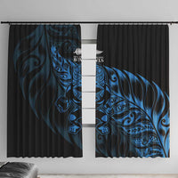 New Zealand Lawn Bowls Window Curtain Blue Maori Warrior Tribal Silver Fern - Polynesian Pride