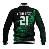 New Zealand Lawn Bowls Custom Baseball Jacket Green Maori Warrior Tribal Silver Fern - Polynesian Pride