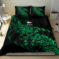 New Zealand Lawn Bowls Bedding Set Green Maori Warrior Tribal Silver Fern - Polynesian Pride