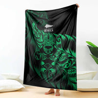 New Zealand Lawn Bowls Blanket Green Maori Warrior Tribal Silver Fern - Polynesian Pride