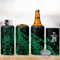 New Zealand Lawn Bowls Custom 4 in 1 Can Cooler Tumbler Green Maori Warrior Tribal Silver Fern - Polynesian Pride
