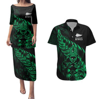 New Zealand Lawn Bowls Custom Couples Matching Puletasi and Hawaiian Shirt Green Maori Warrior Tribal Silver Fern - Polynesian Pride