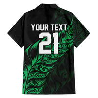 New Zealand Lawn Bowls Custom Family Matching Off The Shoulder Long Sleeve Dress and Hawaiian Shirt Green Maori Warrior Tribal Silver Fern - Polynesian Pride