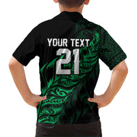 New Zealand Lawn Bowls Custom Kid Hawaiian Shirt Green Maori Warrior Tribal Silver Fern - Polynesian Pride