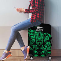 New Zealand Lawn Bowls Luggage Cover Green Maori Warrior Tribal Silver Fern - Polynesian Pride