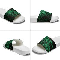 New Zealand Lawn Bowls Slide Sandals Green Maori Warrior Tribal Silver Fern - Polynesian Pride
