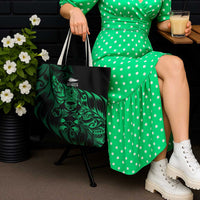 New Zealand Lawn Bowls Tote Bag Green Maori Warrior Tribal Silver Fern - Polynesian Pride