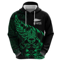 New Zealand Lawn Bowls Custom Zip Hoodie Green Maori Warrior Tribal Silver Fern - Polynesian Pride