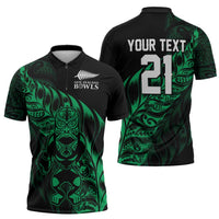New Zealand Lawn Bowls Custom Zipper Polo Shirt Green Maori Warrior Tribal Silver Fern - Polynesian Pride