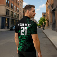 New Zealand Lawn Bowls Custom Zipper Polo Shirt Green Maori Warrior Tribal Silver Fern - Polynesian Pride