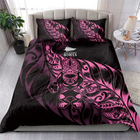 New Zealand Lawn Bowls Bedding Set Pink Maori Warrior Tribal Silver Fern - Polynesian Pride