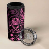 New Zealand Lawn Bowls Custom 4 in 1 Can Cooler Tumbler Pink Maori Warrior Tribal Silver Fern - Polynesian Pride