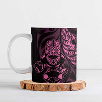 New Zealand Lawn Bowls Custom Ceramic Mug Pink Maori Warrior Tribal Silver Fern - Polynesian Pride