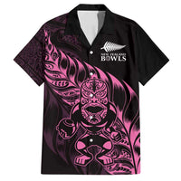 New Zealand Lawn Bowls Custom Family Matching Puletasi and Hawaiian Shirt Pink Maori Warrior Tribal Silver Fern - Polynesian Pride