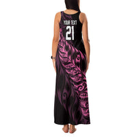 New Zealand Lawn Bowls Custom Family Matching Tank Maxi Dress and Hawaiian Shirt Pink Maori Warrior Tribal Silver Fern - Polynesian Pride