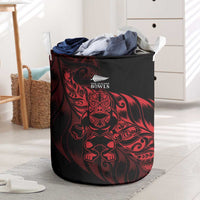 New Zealand Lawn Bowls Laundry Basket Red Maori Warrior Tribal Silver Fern - Polynesian Pride