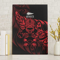 New Zealand Lawn Bowls Canvas Wall Art Red Maori Warrior Tribal Silver Fern - Polynesian Pride