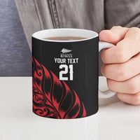 New Zealand Lawn Bowls Custom Ceramic Mug Red Maori Warrior Tribal Silver Fern - Polynesian Pride