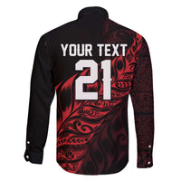 New Zealand Lawn Bowls Custom Family Matching Off The Shoulder Long Sleeve Dress and Hawaiian Shirt Red Maori Warrior Tribal Silver Fern - Polynesian Pride