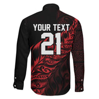 New Zealand Lawn Bowls Custom Family Matching Off Shoulder Maxi Dress and Hawaiian Shirt Red Maori Warrior Tribal Silver Fern - Polynesian Pride