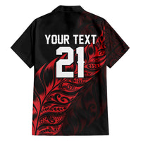 New Zealand Lawn Bowls Custom Family Matching Off Shoulder Short Dress and Hawaiian Shirt Red Maori Warrior Tribal Silver Fern - Polynesian Pride