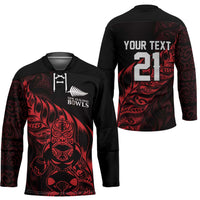 New Zealand Lawn Bowls Custom Hockey Jersey Red Maori Warrior Tribal Silver Fern LT9 - Polynesian Pride