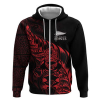 New Zealand Lawn Bowls Custom Hoodie Red Maori Warrior Tribal Silver Fern - Polynesian Pride