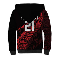 New Zealand Lawn Bowls Custom Sherpa Hoodie Red Maori Warrior Tribal Silver Fern - Polynesian Pride