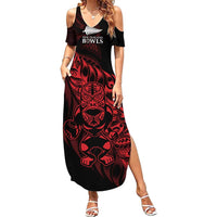 New Zealand Lawn Bowls Custom Summer Maxi Dress Red Maori Warrior Tribal Silver Fern LT9 Women Red - Polynesian Pride