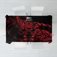 New Zealand Lawn Bowls Tablecloth Red Maori Warrior Tribal Silver Fern - Polynesian Pride