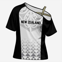 World Football 2026 New Zealand Custom Cross Shoulder Shirt All White Fern Maori Tribal - Polynesian Pride