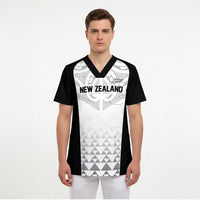 World Football 2026 New Zealand Custom Scrub Top All White Fern Maori Tribal - Polynesian Pride