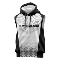World Football 2026 New Zealand Custom Sleeveless Hoodie All White Fern Maori Tribal - Polynesian Pride