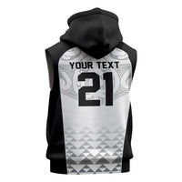 World Football 2026 New Zealand Custom Sleeveless Zip Hoodie All White Fern Maori Tribal - Polynesian Pride